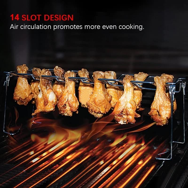 Zunishaone Soporte Para Muslos De Pollo Y Bandeja | Acero Inoxidable | Asador Vertical Para Parrilla, Barbacoa Y Ahumador