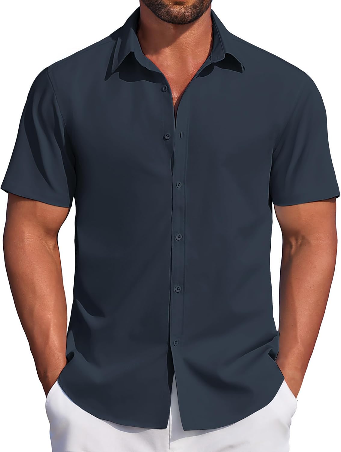 COOFANDY Men’s Casual Dress Shirt Short Sleeve Button Down Shirts Summer Wedding Untucked Shirt COOFANDY Men’s Casual Dress Shirt Short Sleeve Button Down Shirts Summer Wedding Untucked Shirt