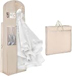 Univivi 72" Wedding Dress Bag with 12'' Gusseted 6 Pockets Long Garment Bag for Gowns,Hangable & Portable Trifold Bridal Dress Bag