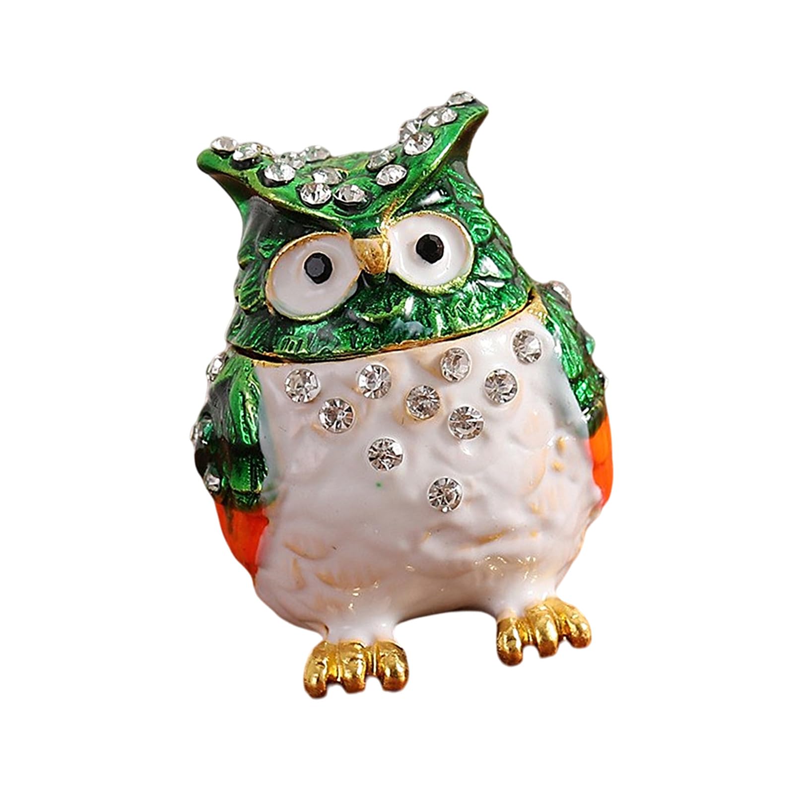 JSGHGDF Sparkling Owl Alloy Jewelry Box Secure Compartment for Earrings Necklaces Storage Rhinestones Owl Jewelry Box