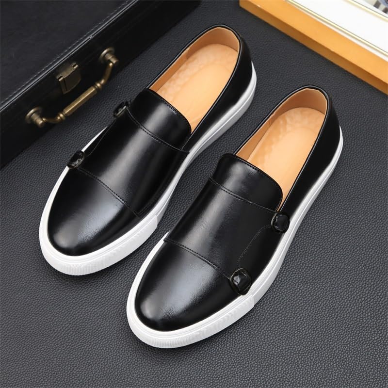 Men's Dress Loafers Leather Moc Toe Slip On Comfort Moccasin Shoes3