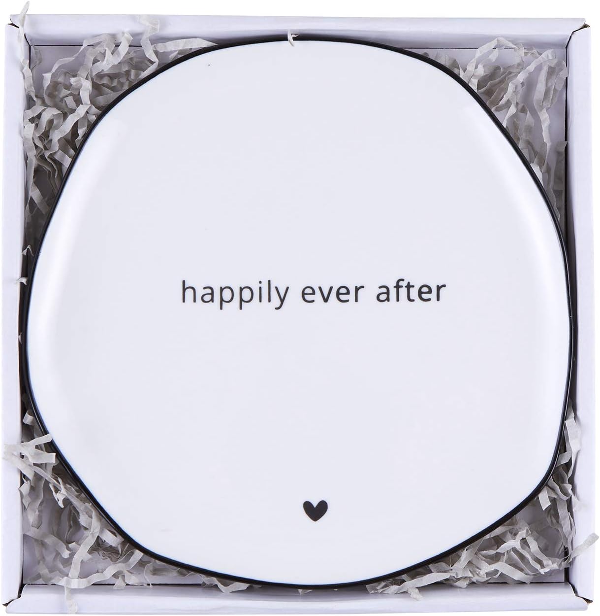 Wedding Cake Plates, Happily Ever After, White Ceramic, For Reception, 7 Inches