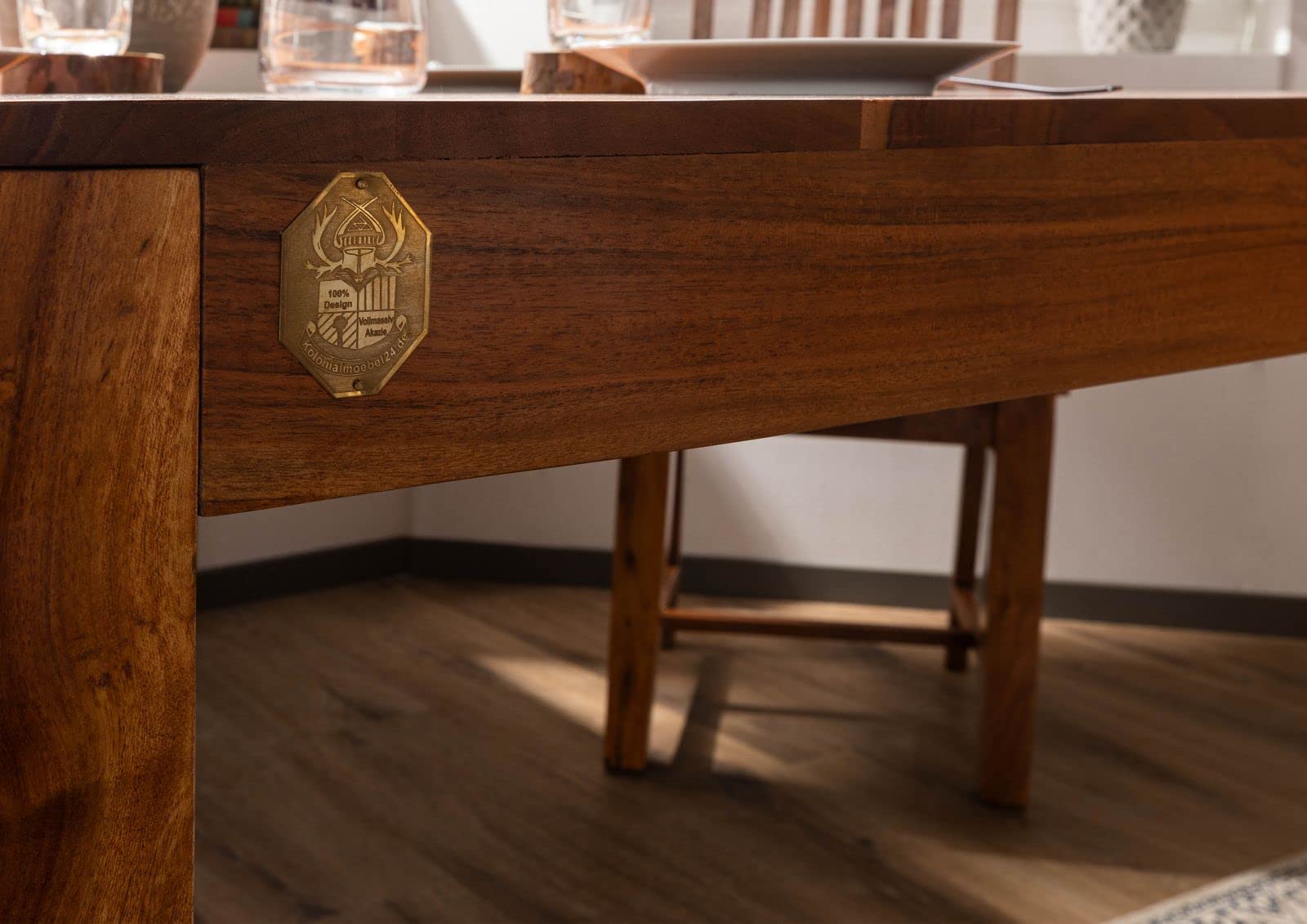 MASSIVMOEBEL24.DE OXFORD #33 Tavolo da pranzo in legno di acacia - laccato/miele 120x90x76