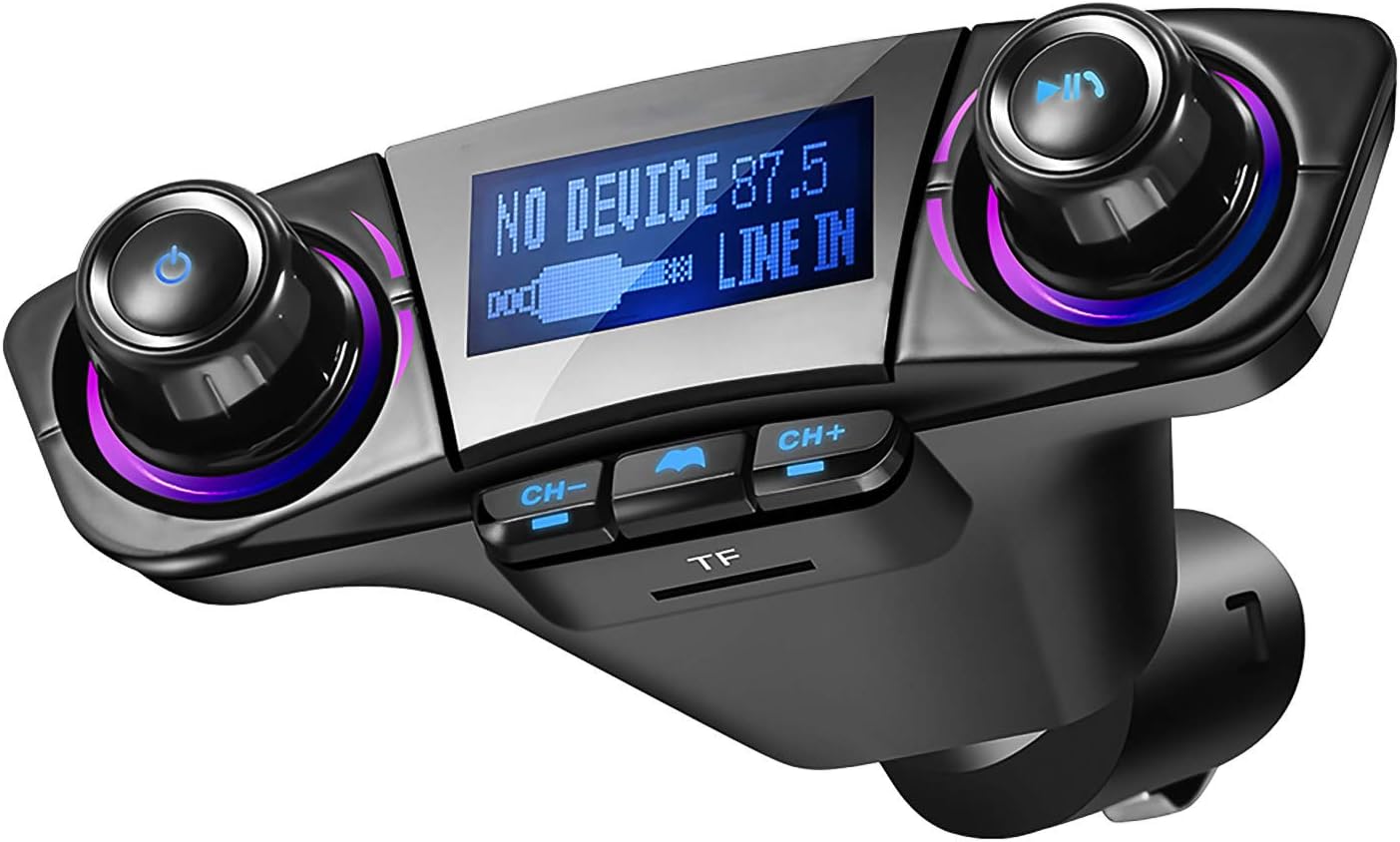 Bluetooth FM Transmitter for Car, ONEVER Wireless Bluetooth Radio Receiver, Dual USB Port Charger with Handsfree Calling Car Kit, Mp3 Audio Music Stereo Adapter Support TF/SD Card for All Smartphones