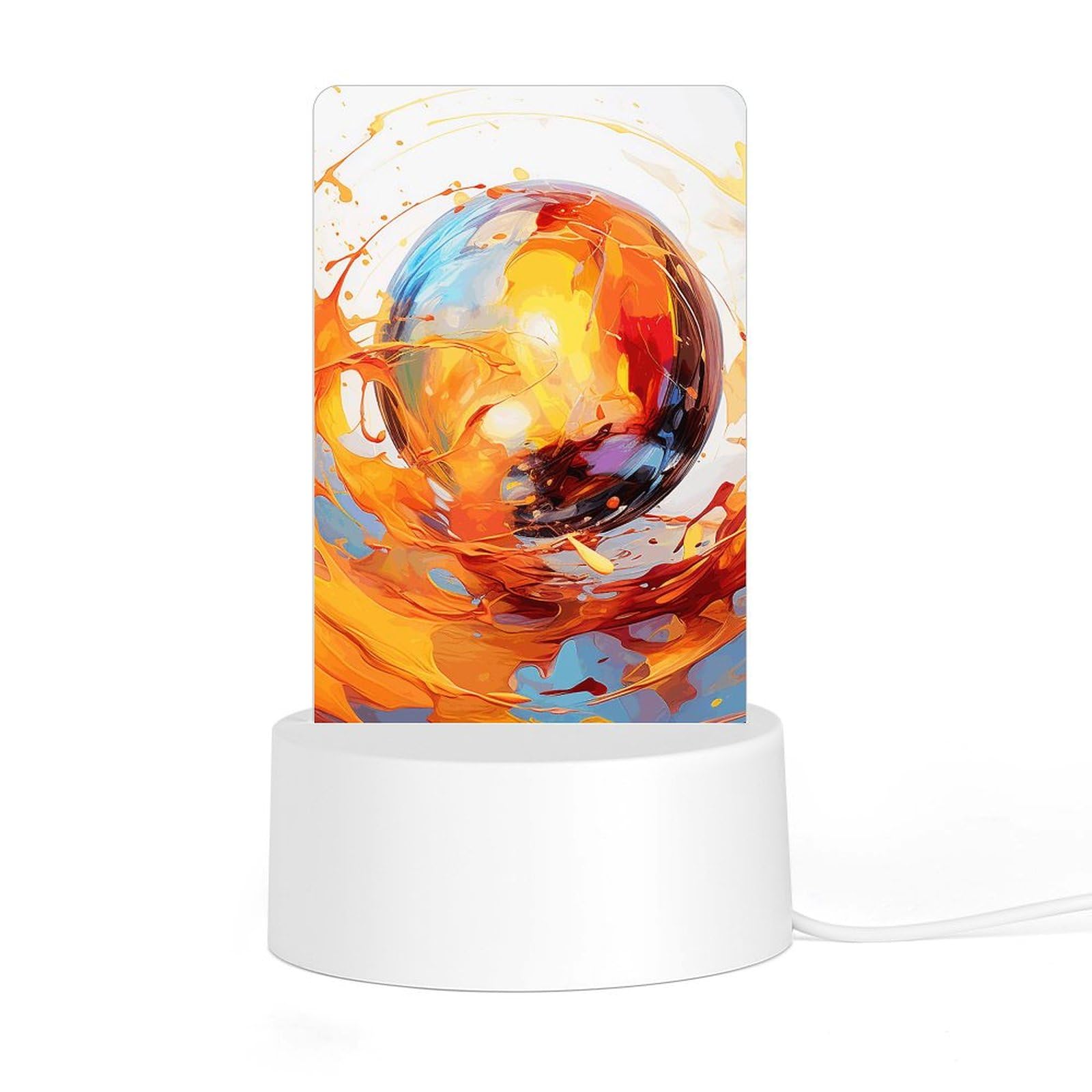 JTREHY - Acrylic Night Light with Base, Computer Printed Bright Colored Balls, LED Night Light for Bedroom, Bathroom, Hallway, Holiday Gift