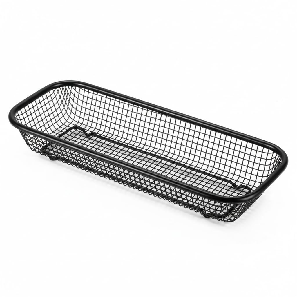Kitchen Drainer Basket for Utensils & Dishes | Multi-Purpose Dish Drying Basket with Water Drain Design | Countertop Kitchen Organizer (Black)