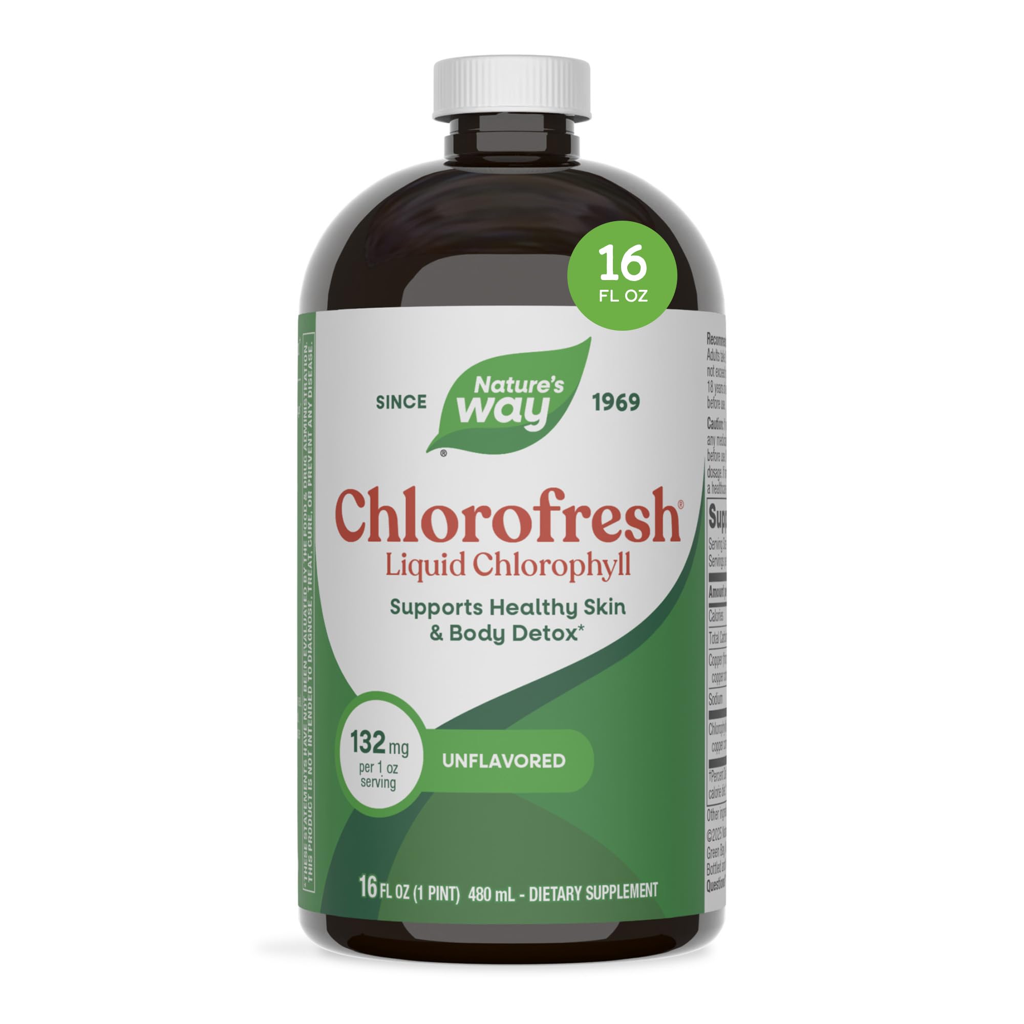 Nature's Way Chlorofresh Liquid Chlorophyll, Internal Deodorant, 16 fl oz Unflavoured 16 Ounce (Pack of 1)