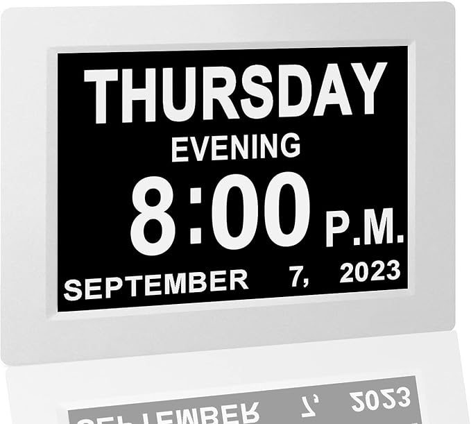 JALL 【Upgraded】 Digital Calendar Alarm Day Clock with 8" Large Screen Display, am