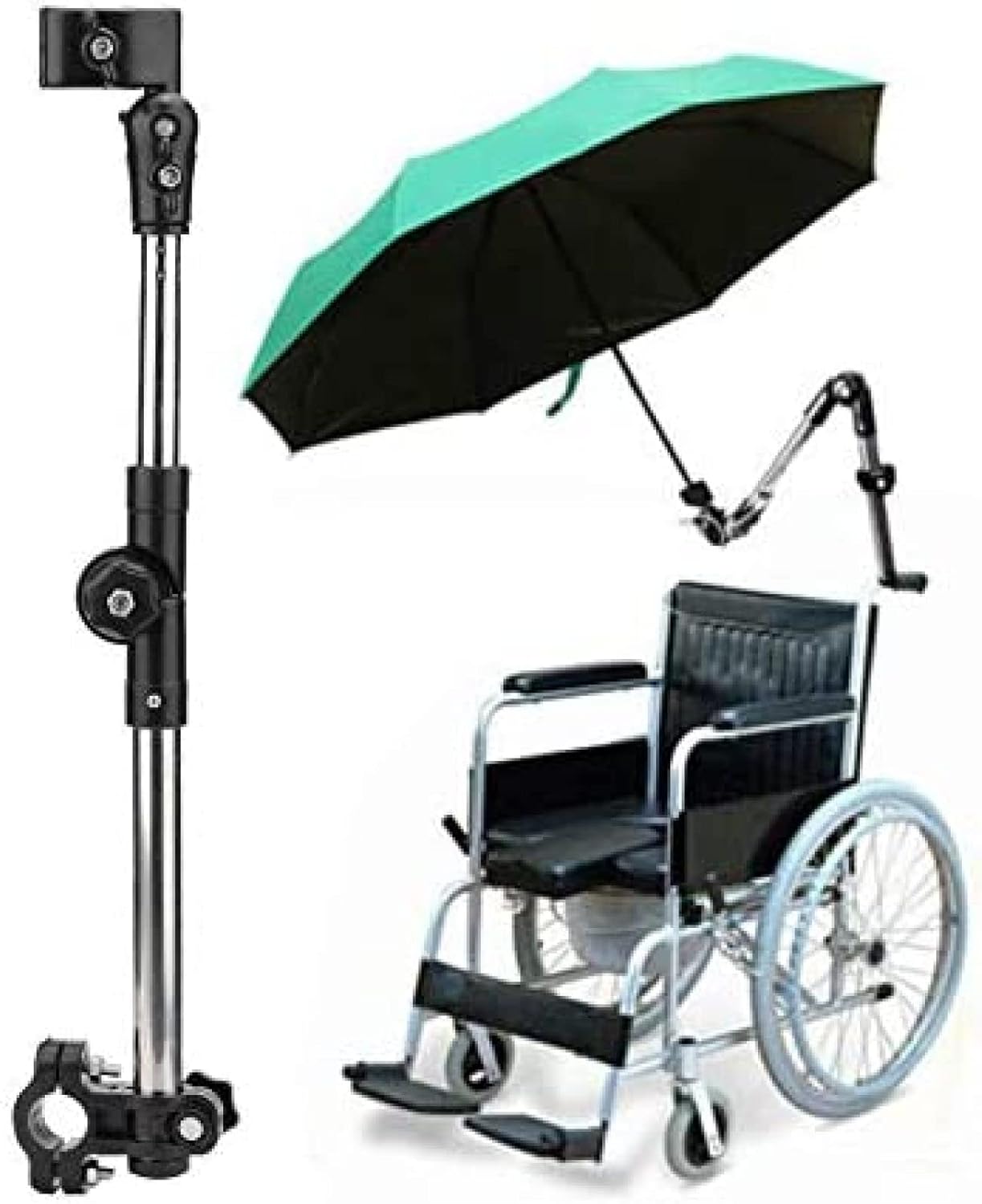 Universal Electric Motorcycle Sun Shade Cover, Outdoor Adjustable Umbrella Holder, Umbrella Connector Bracket, for Wheelchairs, Walker, Walker, Bike, Stroller