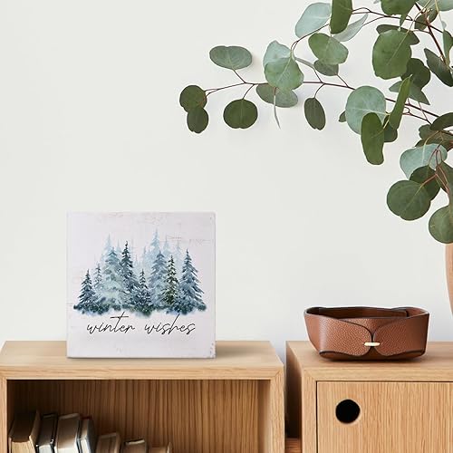 Miniatura 5 de Mtrgdn Decoración de invierno para el hogar, decoración interior para mesa, caja de madera, decoración de deseos de invierno, árbol de nieve,