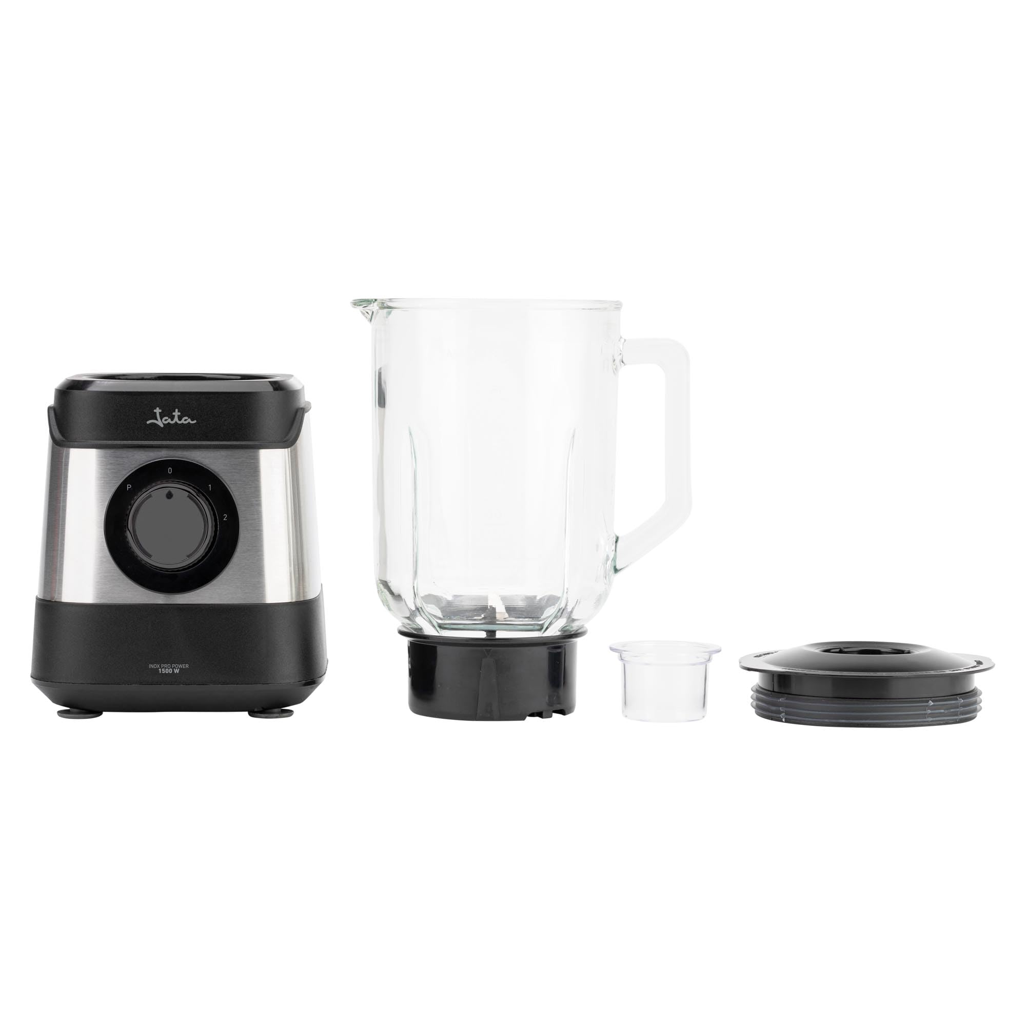 JATA JEBT3855 - Batidora de Vaso 1500 W con Jarra de Cristal 1,8 L, Motor AC Alto Rendimiento 17000 RPM, Tritura Hielo, 2 Velocidades + Pulse, Cuchillas Acero Inoxidable, Sistema Seguridad