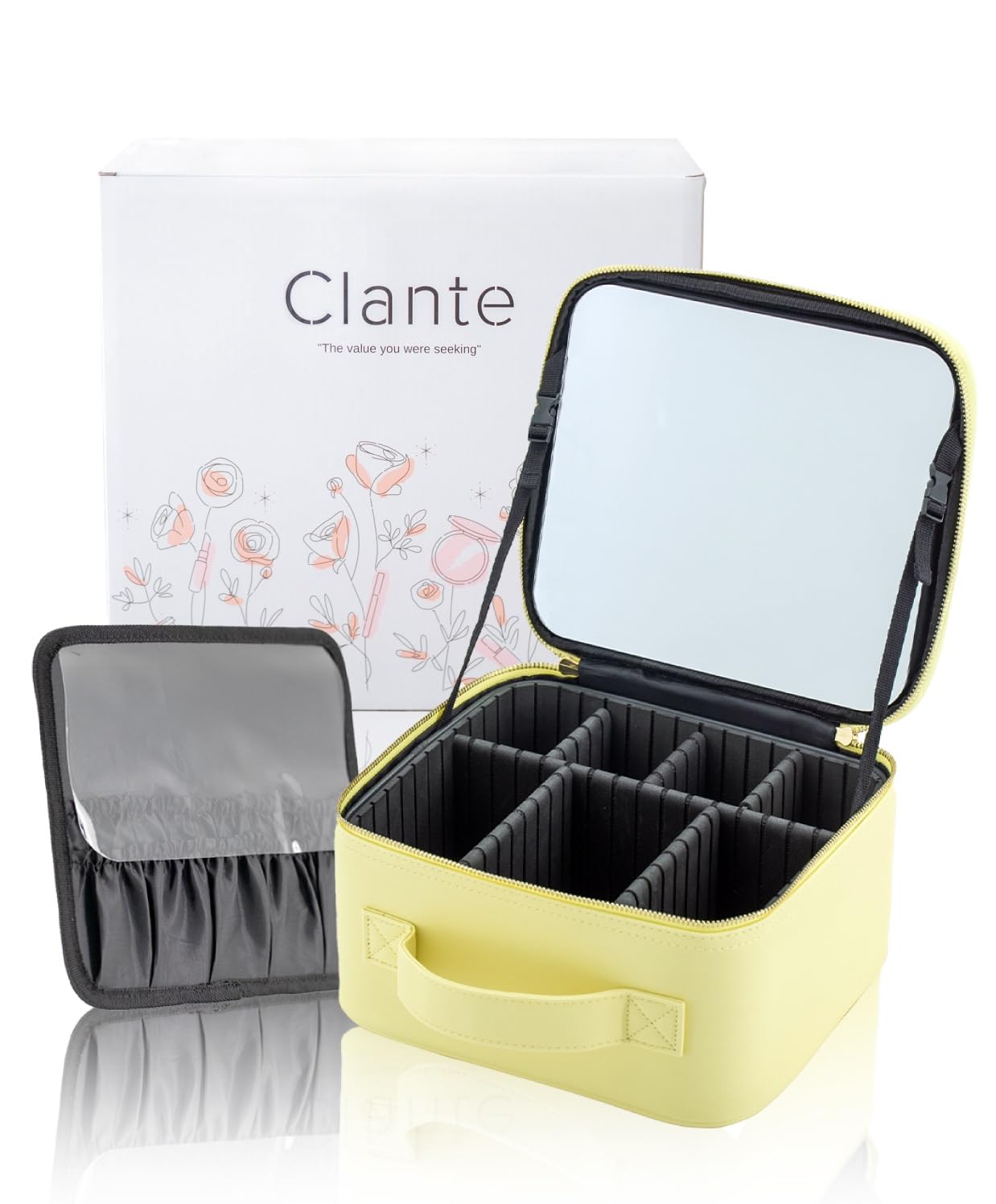 Amazon.co.jp: Clante メイクボックス 鏡付き 大容量 【大人な6色・縦