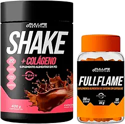 Kit Shake Substituto de Refeição Com Colágeno 400g + Cafeina 200mg 120 Capsulas (Chocolate)