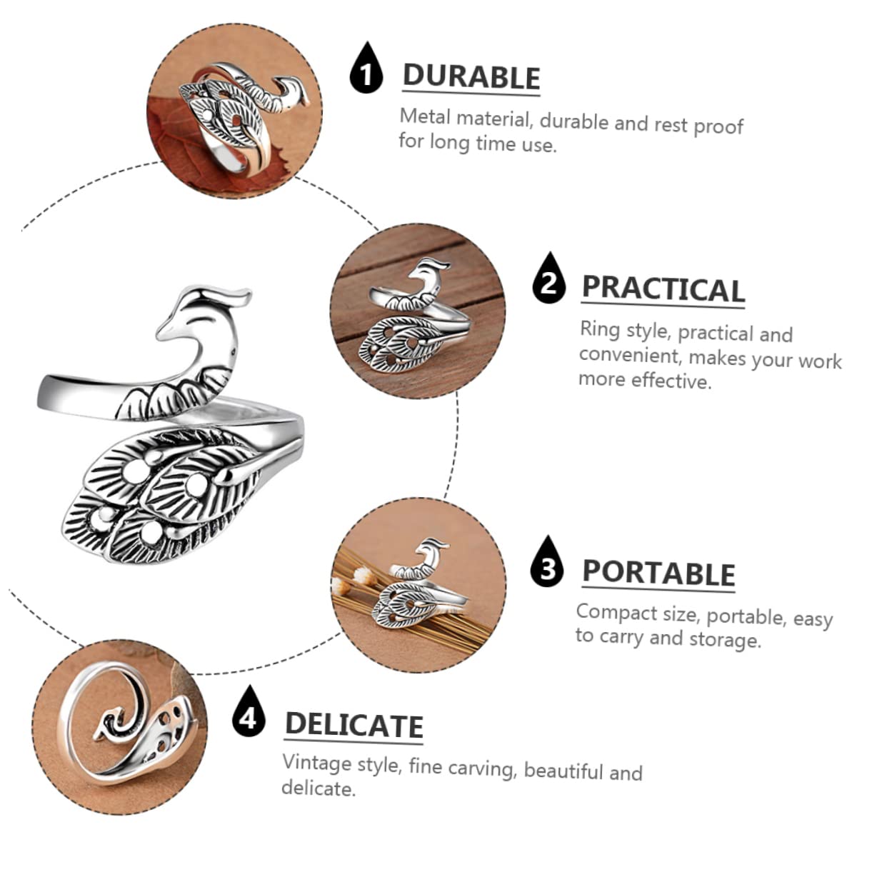 2x Garnführung Fingerhalter - Für Häkeln & Stricken Marineblau