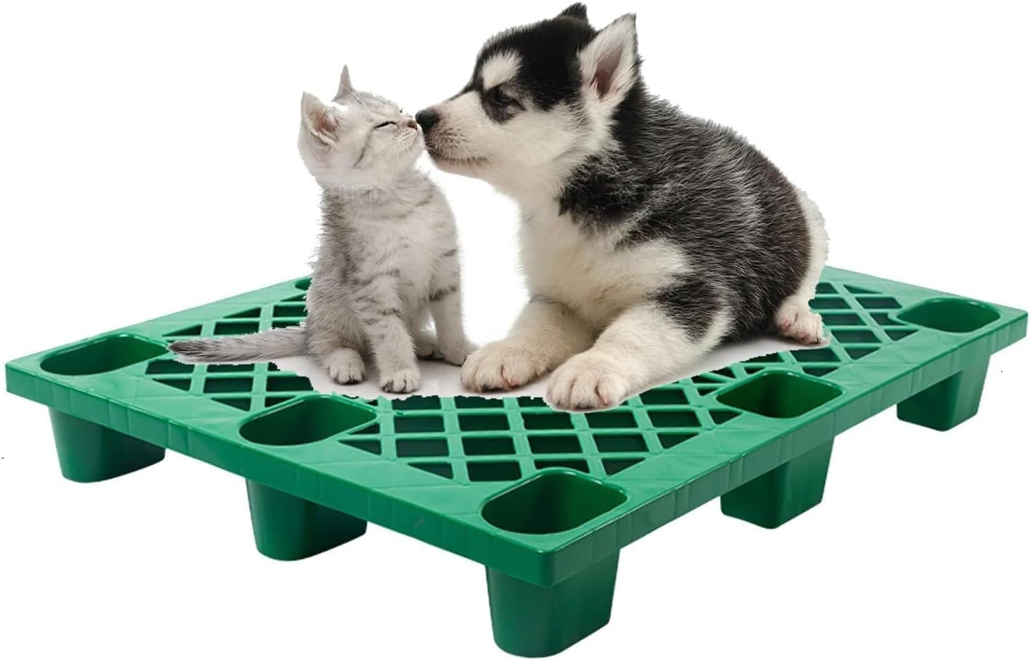 Plastic Pallet Storage Grid Mats are Easy to Stack, HDPE Breathable Grid Item Racks for Garage Supermarket Basement Moisture Resistant Pallet(Green)