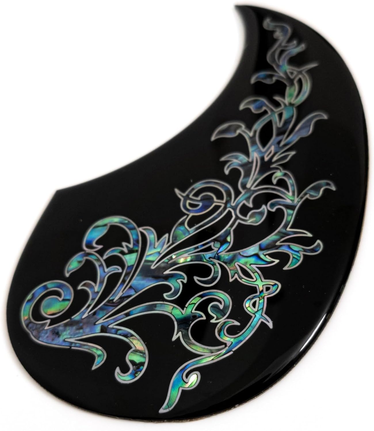Abalone Inlay Acoustic Guitar Pickguard for Martin D45 D50 – Handmade Wood Scratch Plate, Self Adhesive, Fits Most 40–42 Inch Dreadnought Guitars (Floral Abalone Pickguard)