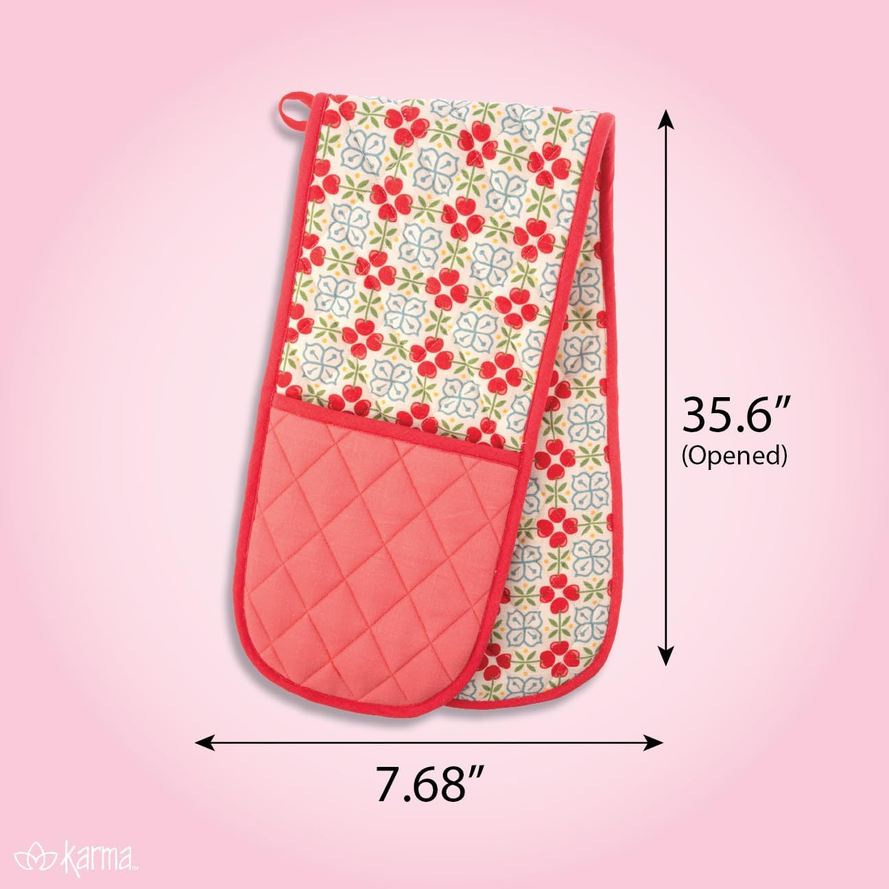 Karma, Double Oven Mitt, Heat Resistant Quilted Pot Holder, Orange