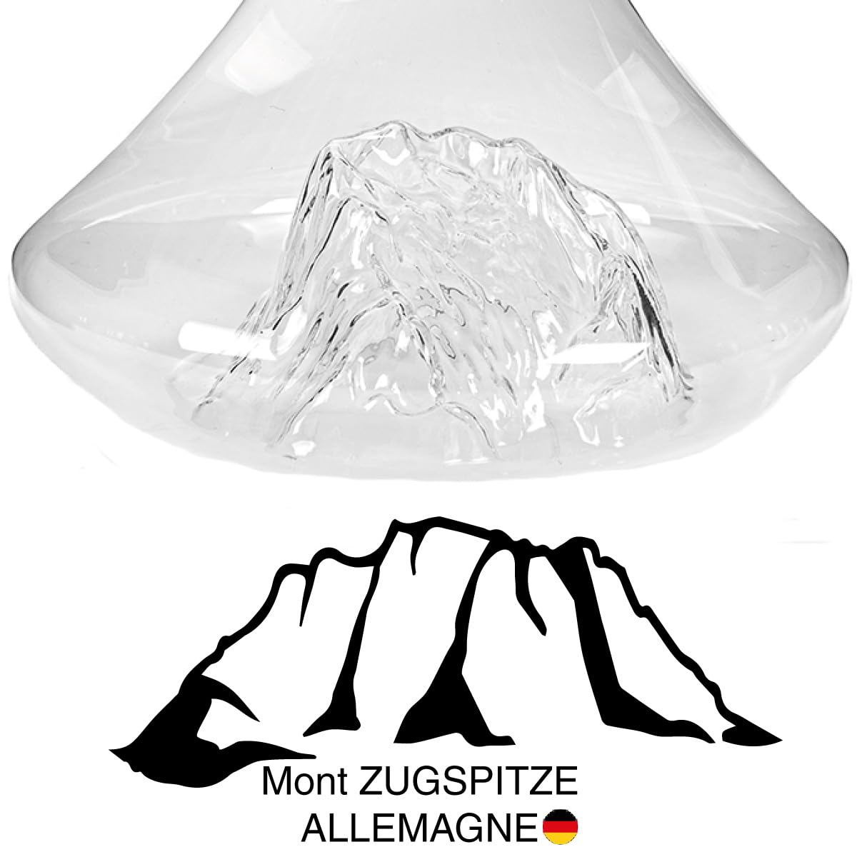 Carafe à Vin Topographique Mont Blanc 1.8L - Verre Cristal Soufflé Main - Bouchon 3 En 1 Filtre/Aérateur - Cadeau Épicurien