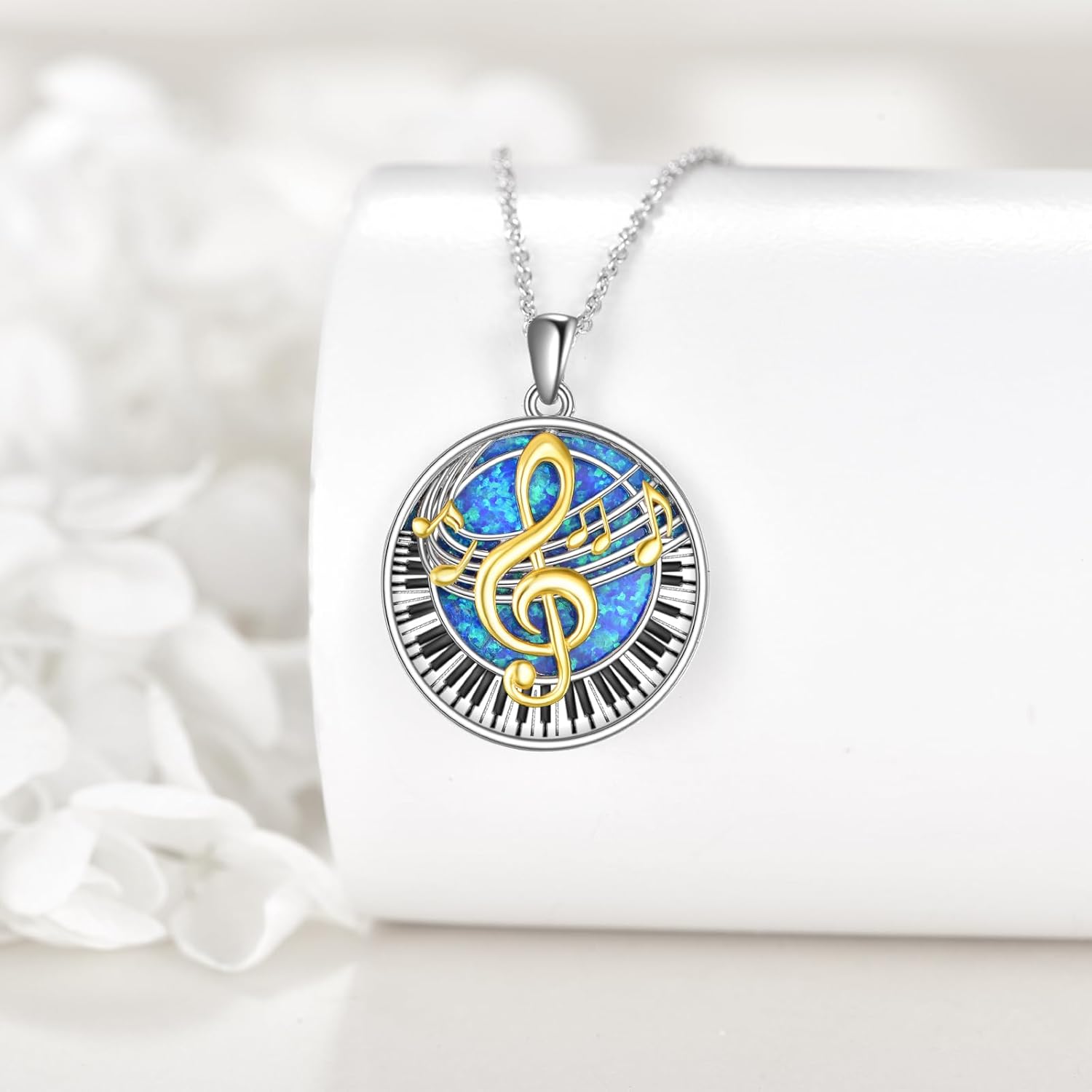 Music Note Necklace Sterling Silver InfinityPianoGuitar Pick Necklace Treble Clef Music Pendant Musical Jewelry Graduation Gifts for Women Musician Music Student - Image 3