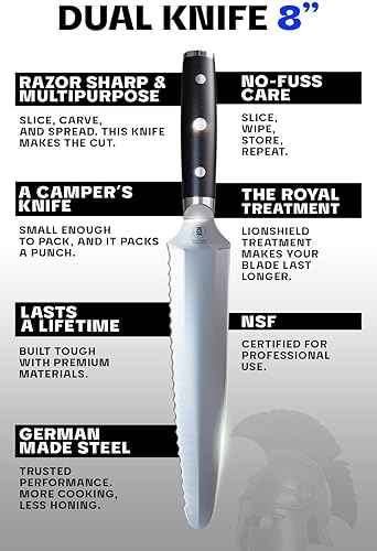 Miniatura 5 de Dalstrong Cuchillo de chef dual - 8 pulgadas - Serie Gladiator - Borde recto + dentado - Acero forjado de alto carbono - Cuchillo de cocina afilado