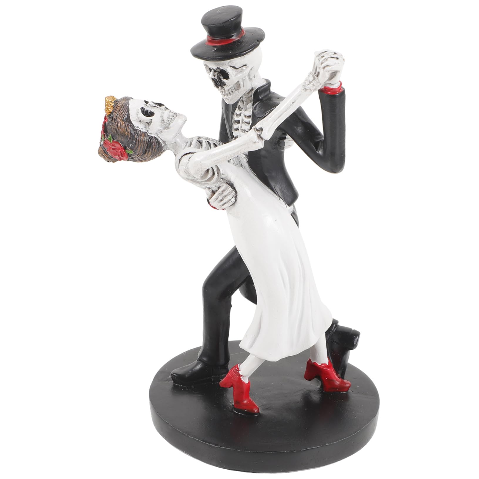 Muiltvoe Large Halloween Decor Dancing Skull Ornaments Skeleton Bride Groom Statue Resin Craft Home Decor For Indoor Party
