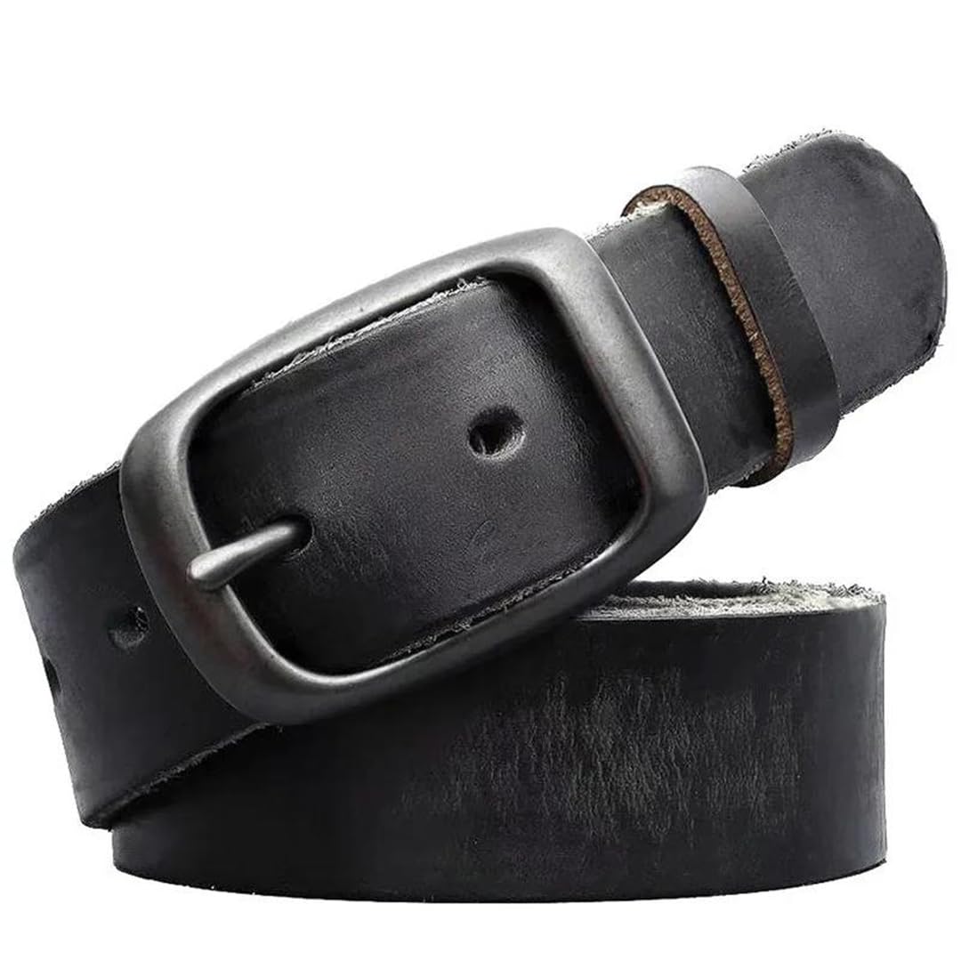 Yeuyyben Cinturón de piel auténtica para hombre con hebilla de metal, accesorio de moda casual para negocios