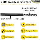 BARLOCK™ Gym Cable Wire for Machines (5mm) with Locking Kit - Ferrule Locks, Thimble Locks & Cable Ball Stopper (Black, 30 Meter) gallery image