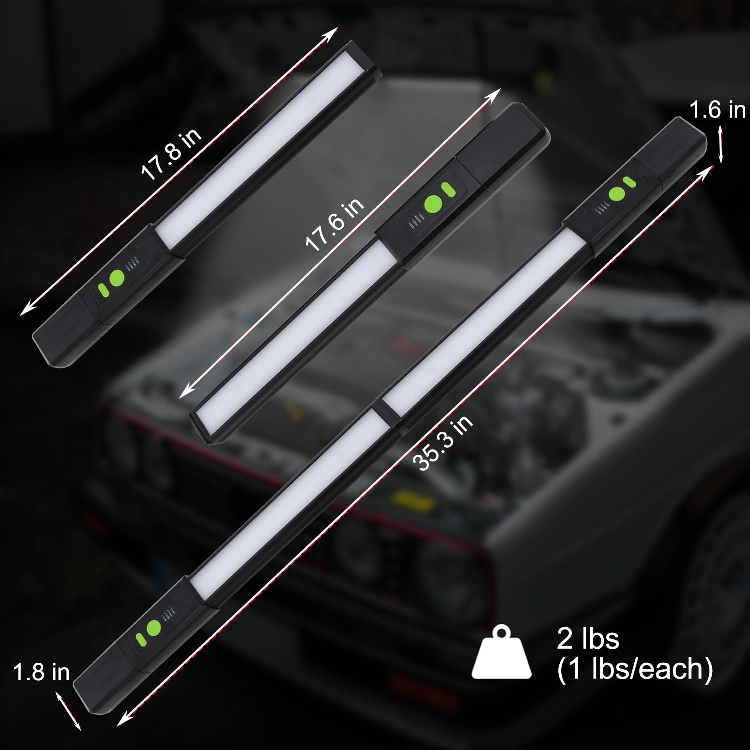 Baladeuse LED Mecanicien, Lampe de Travail LED Rechargeable, Barre Lumineuse de Capot avec Aimant et Crochets pour Compartiment Moteur En TôLe D'ALUMINIUM, Atelier, Camping [Classe Énergétique A]