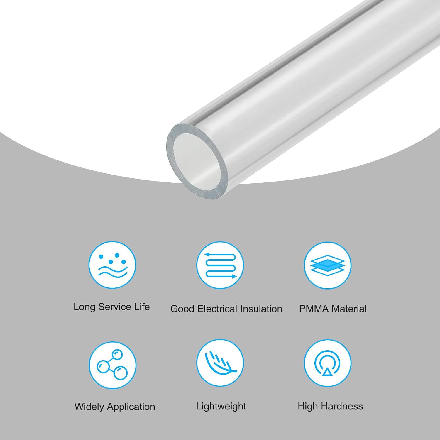 MECCANIXITY Acrylic Pipe Clear Rigid Round Tube 12mm(1/2") ID 16mm(5/8") OD 14" for Lamps and Lanterns, Water Cooling System