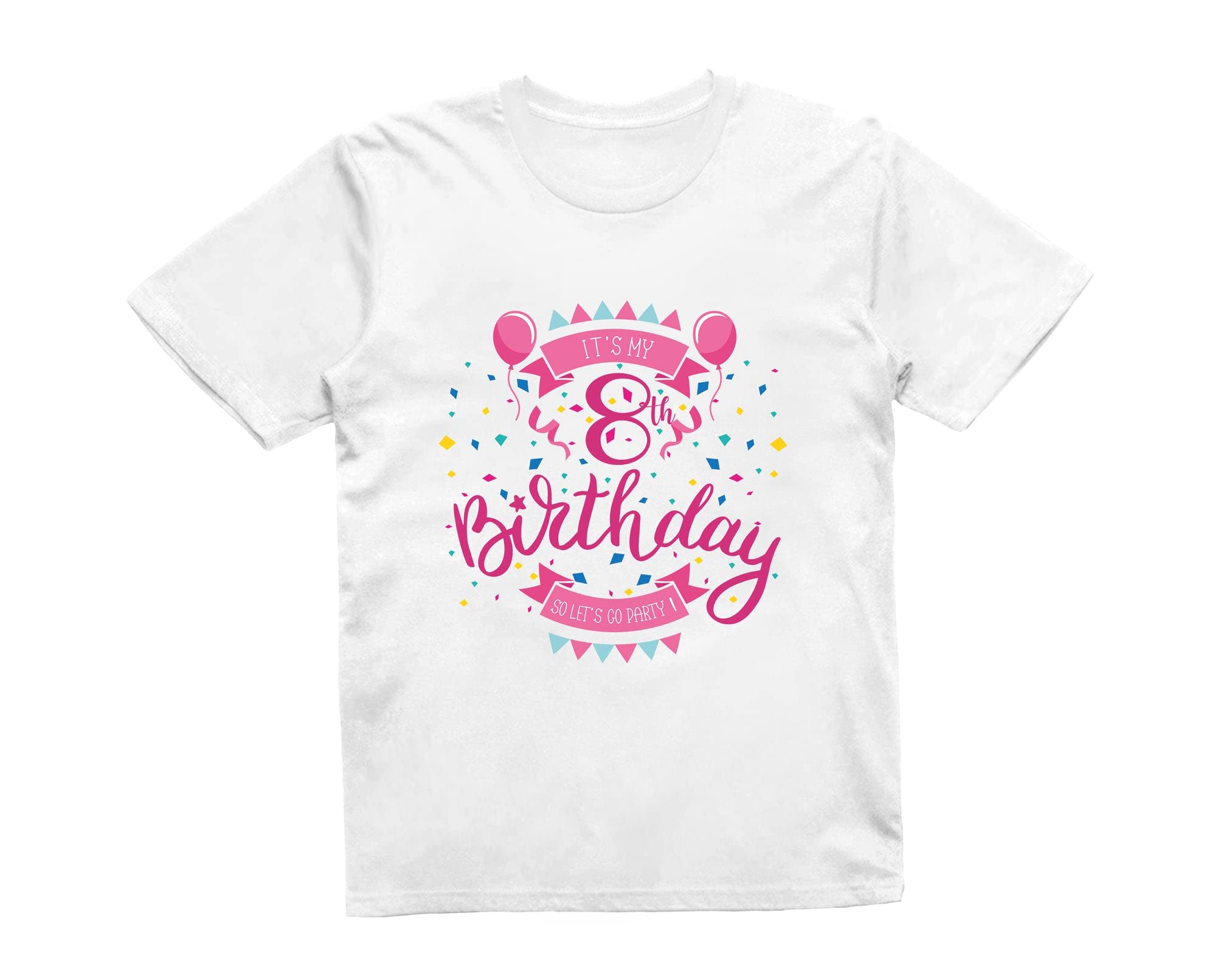 Reality Glitch Girls White It's My 8Th Birthday Kids T-Shirt