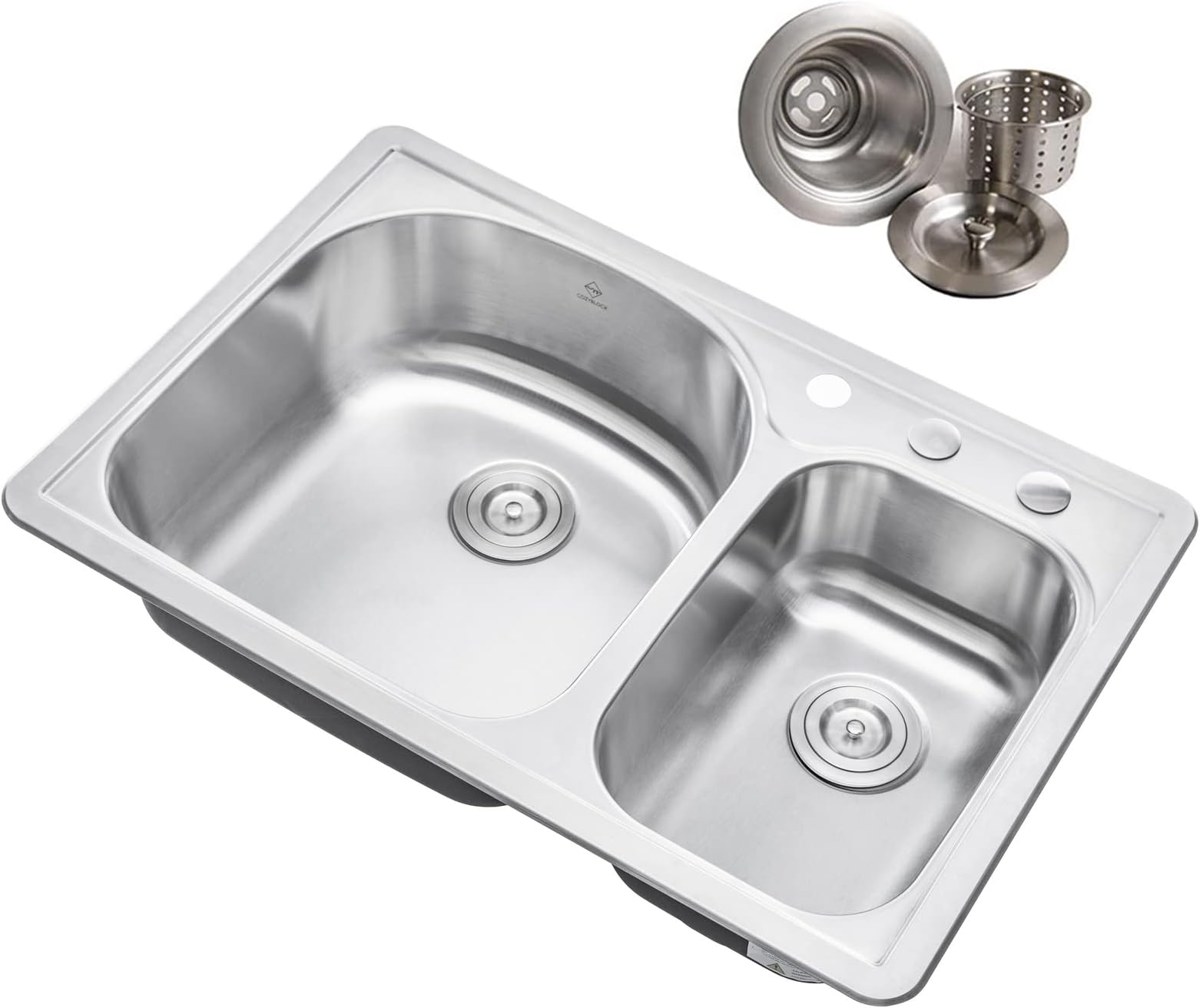 33" Topmount Double Bowl 70/30