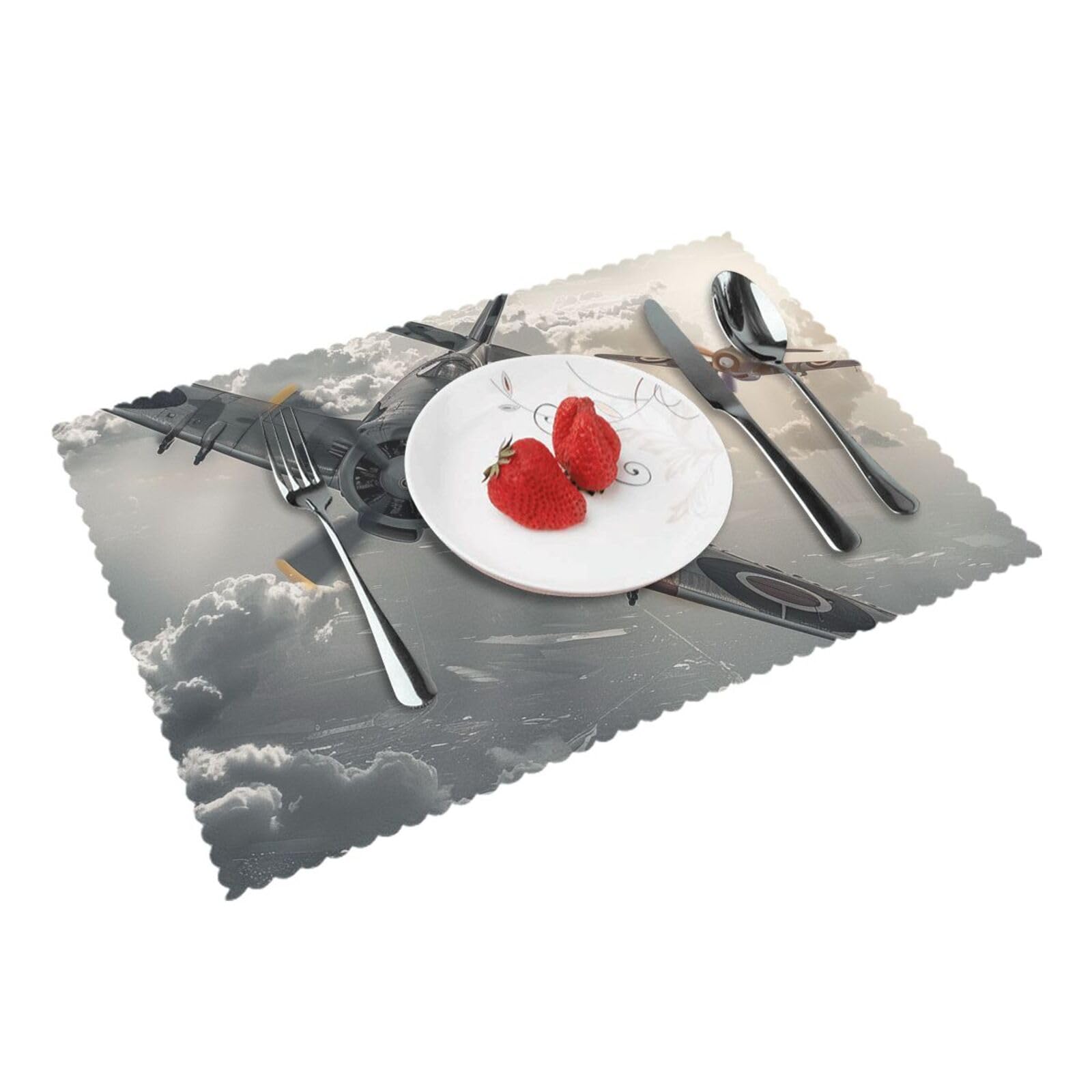 World War 2 Aircraft Airplane Printed Placemat Heat Resistant Place Mats Set of 4 PCS Washable Kitchen Table Mats, 12x18 Inch