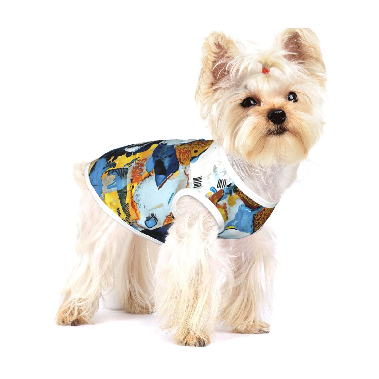 Painting Art Abstract Print Small Dog Clothes Pet Vest, Soft Cotton Sleeveless T-Shirts Breathable Pet Tank Top Apparel For Puppies And Cats