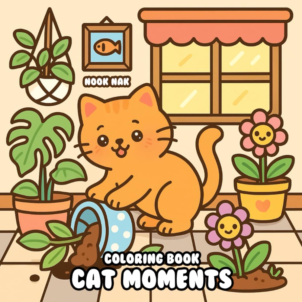 Cat Moments Coloring Book: Adorable Cats in Heartwarming Scenes