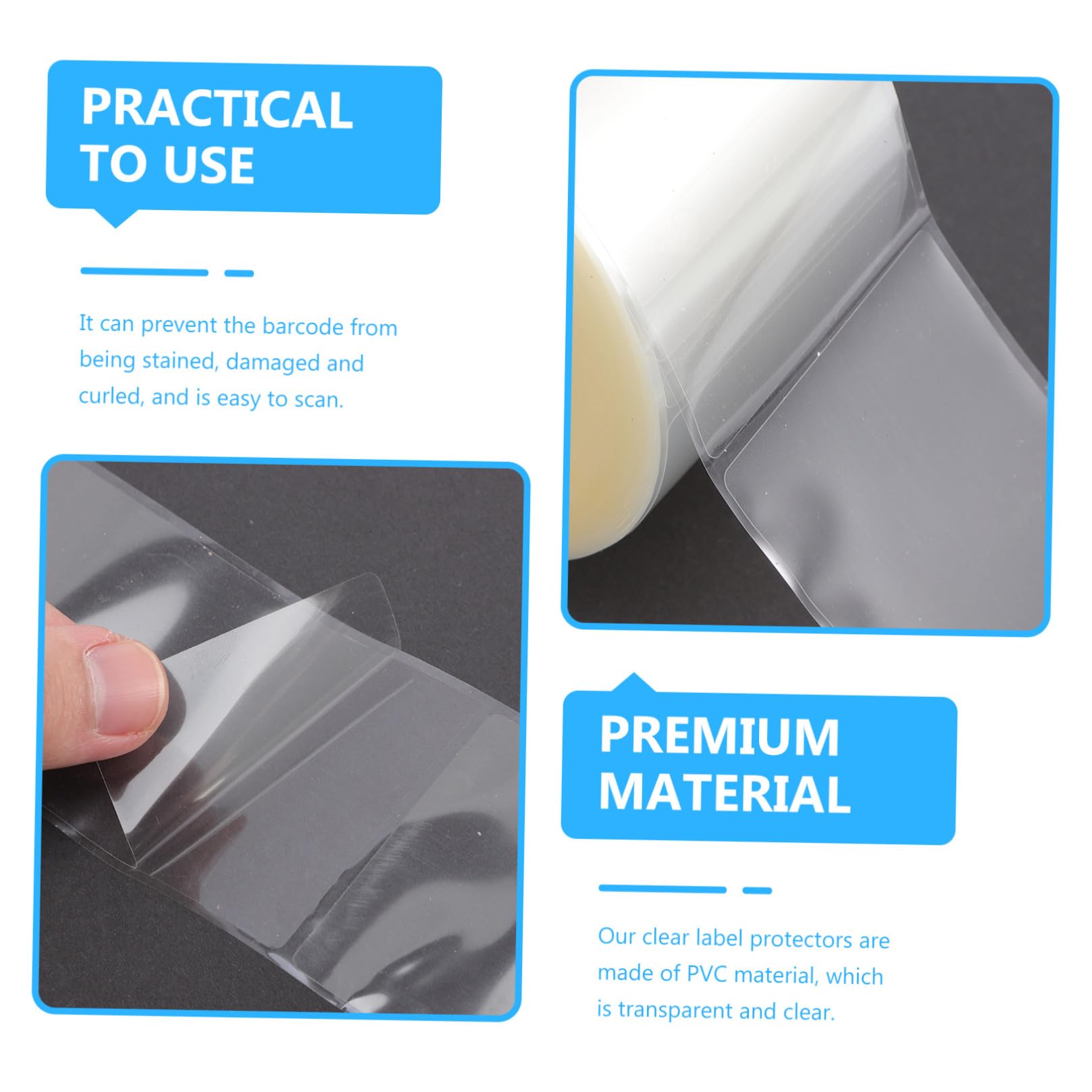GALPADA 500 Étiquettes Autocollantes Transparentes en Pvc pour Protection Code Barre, Résistantes aux Rayures, Facilitent le Scan Bureau la Maison