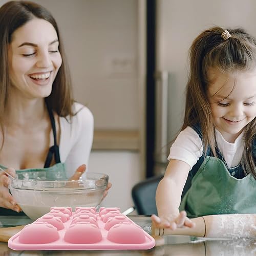 Miniatura 6 de Paquete de 2 moldes de silicona para chocolate con 12 cavidades, bandeja para hornear con temática de cerditos de cavidad, herramienta de hornear