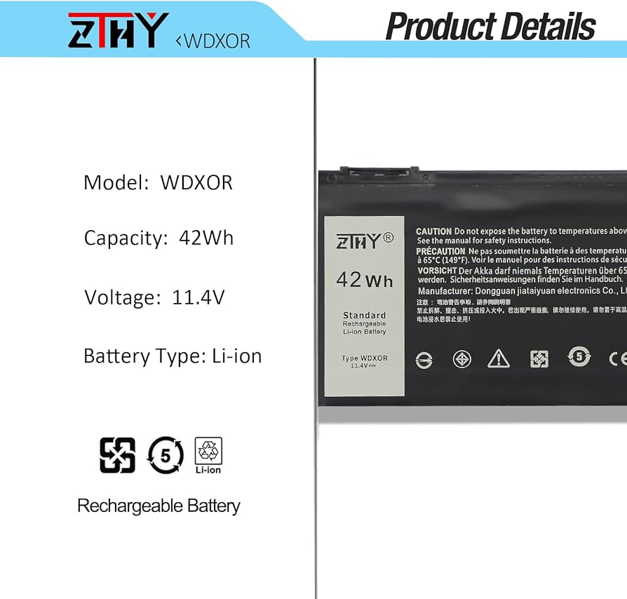 Amazon.com: WDX0R 3CRH3 Battery Replacement for Dell Latitude 3480
