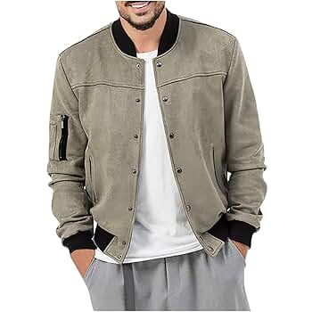 Amazon.com: Men's Bomber Jacket Button Up Fall Coat Casual