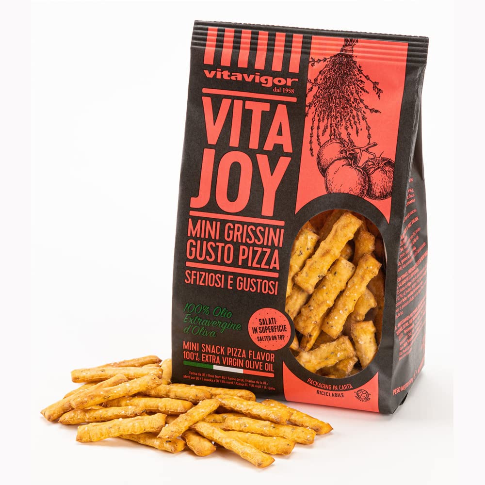 Snacks VitaJoy de Pizza, Mini grissini con tomate y orégano, Bolsa 150 g