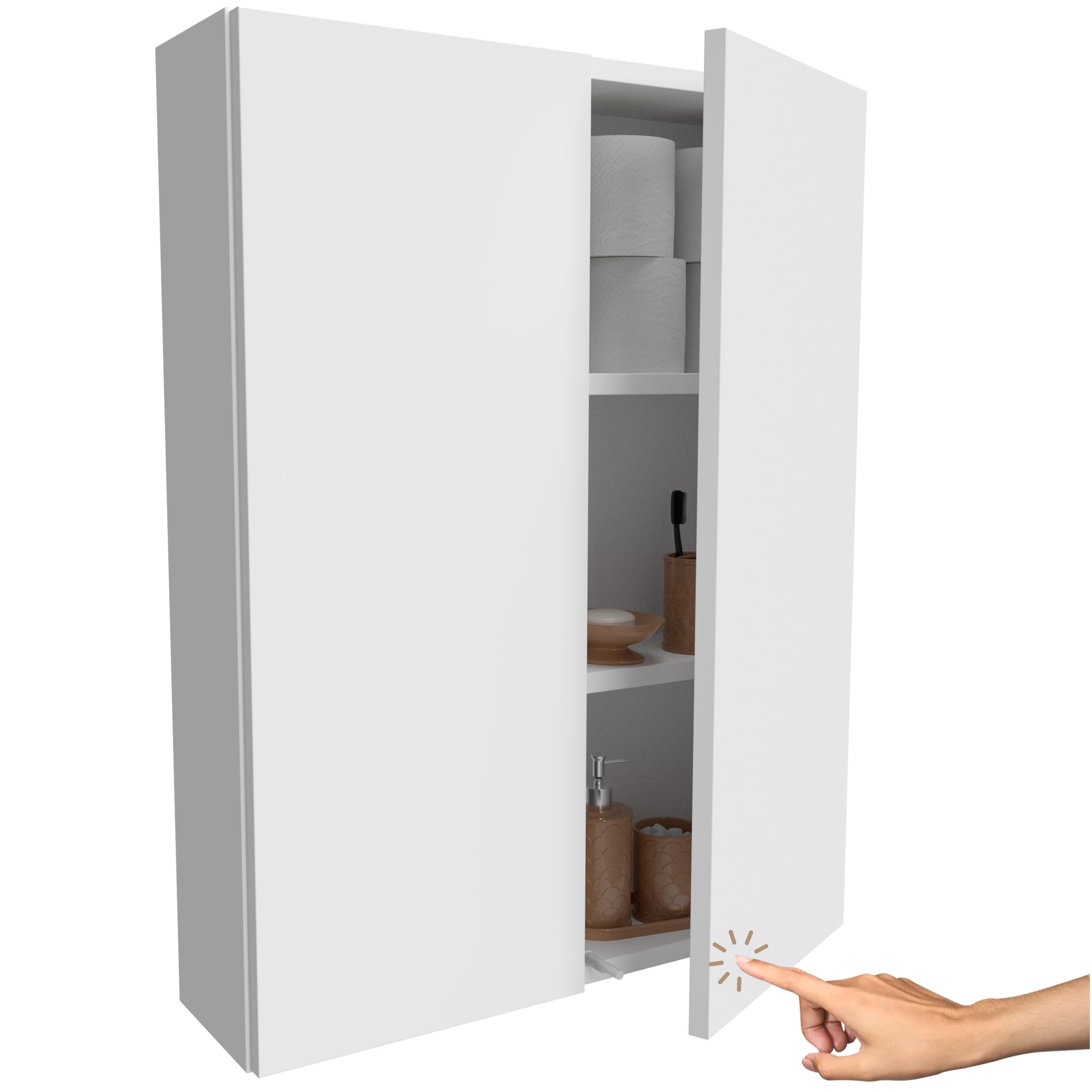 Miradu Badezimmerschrank hängend mit Push-to-Open-Fronten, Waschmaschinenschrank, badezimmerschränke, badschrank hängend, Waschbeckenunterschrank,wc Schrank, wandschrank (Weiß, 78x60x17) Küche, Haushalt & Wohnen