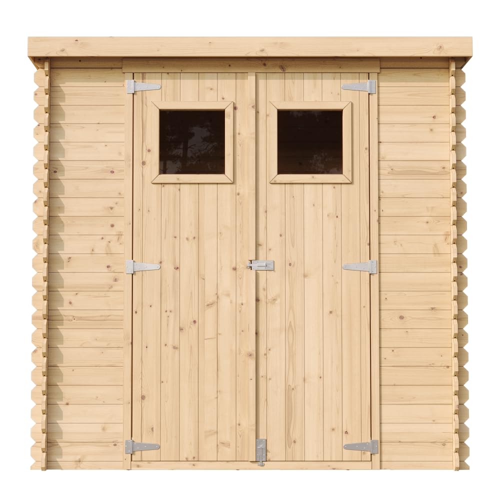 TIMBELA M311 Casetta da Giardino in Legno per Esterni - L204xL142xA200cm/2.22m2 - Piccola Casetta in Legno, Rimessa Attrezzi, Deposito Bici