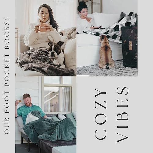 Miniatura 3 de Manta patentada con bolsillo para el pie, 50 x 70 pulgadas con bolsillo profundo para los pies de 20 pulgadas, manta de forro polar aterciopelado de