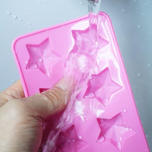 Miniatura 7 de Molde de chocolate estrella, molde de silicona reutilizable de cinco puntas para hacer chocolates, cubitos de hielo, gelatinas y dulces (rosa)