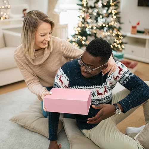 Miniatura 5 de Caja de regalo rosa de 10" x 6" x 3" con tapa de cierre magnético, caja de regalo para regalos, cajas de regalo de dama de honor, caja bonita, caja