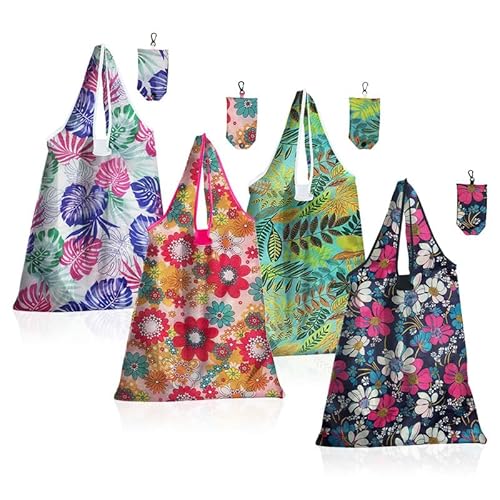 HMCEY 4 Pezzi Borse Spesa Pieghevole,Borsa Shopper Riutilizzabile,Foldable Shopping Bag,Sacchetti