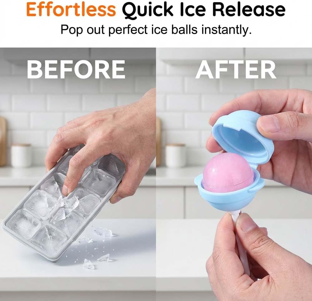 Silicone Lollipop Ice Cream Maker Molds, 2026 New Funny Lollipop Ice Pop Mold, Colorful DIY Ice Pop Maker for Summer Parties, Creative Sphere Ice Pop Mold for Home(12 Set)