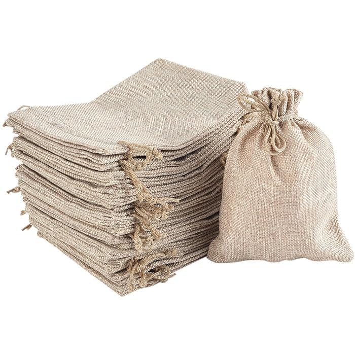 Image of DEERA Jute Drawstring Gift Bag - Brown - 10x14cm - Pack of 10