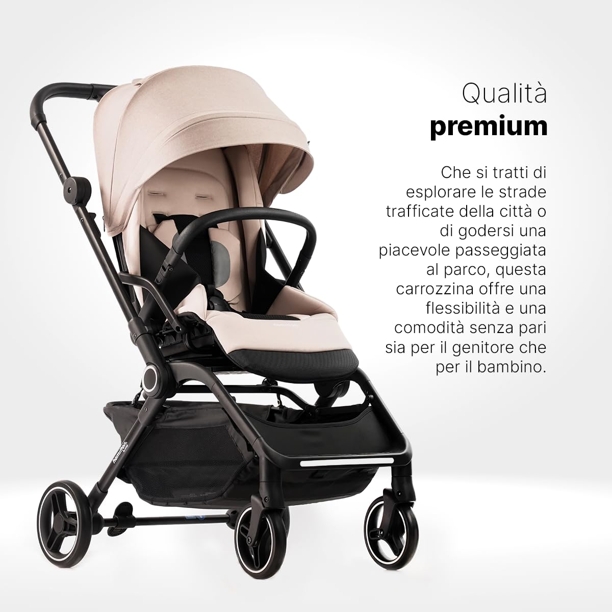 Hamilton by Yoop T1 Buggy - Seduta girevole a 360° - Tecnologia MagicFold™ - Pieghevole - Ruote riflettenti con sospensioni - Include borsa protettiva e portabicchieri - Passeggino regolabile - Cachi