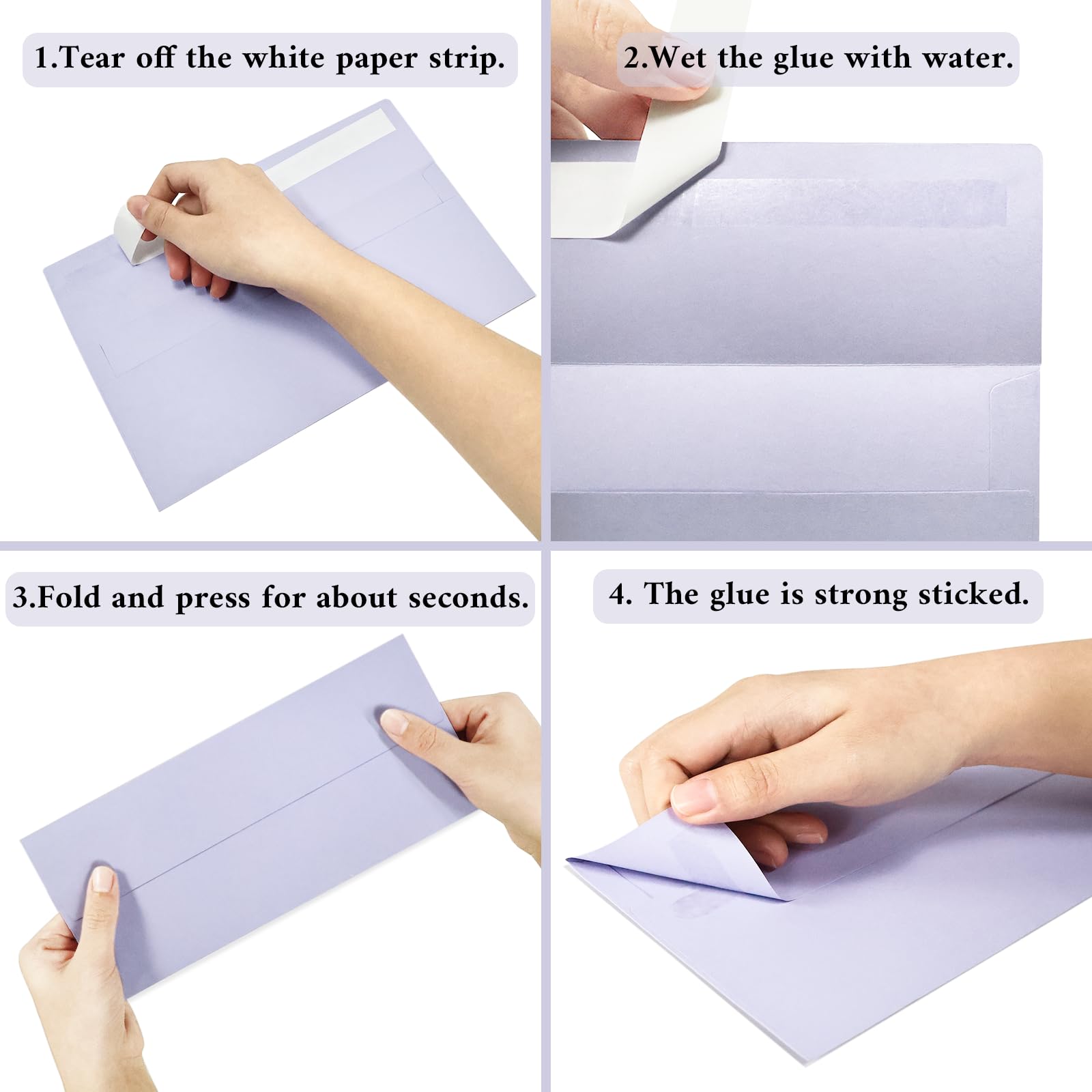 LIKAJON 50 Pack #10 Business Envelopes - Light Purple, Self Seal, 4 1/8 X 9 1/2 Inches, For Letters, Invoices, Invitations - View #7