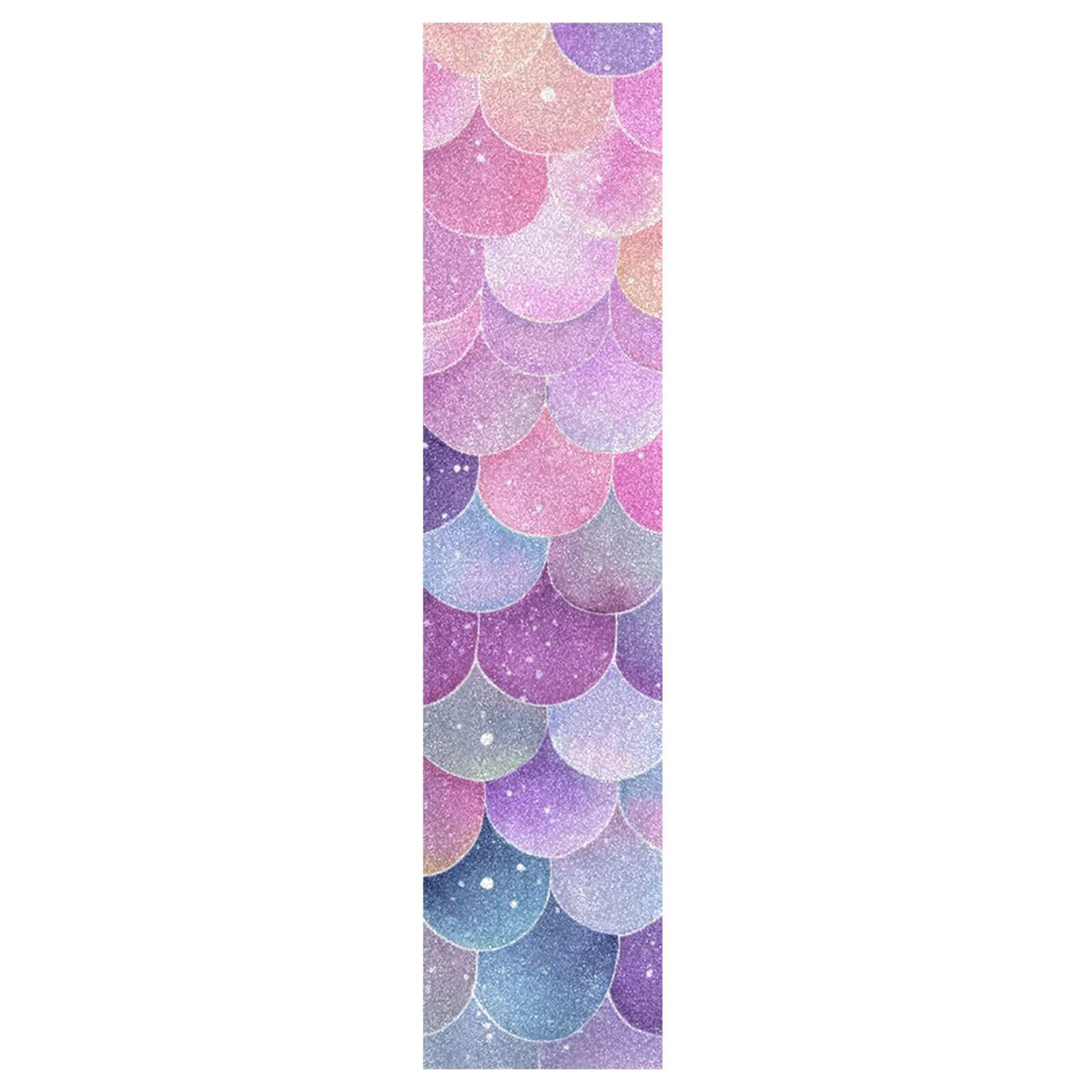 Nastro antiscivolo per skateboard, 111 x 25 cm, per longboard, skateboard, scooter, carta vetrata, antiscivolo, acquerello, squame di sirena, colori